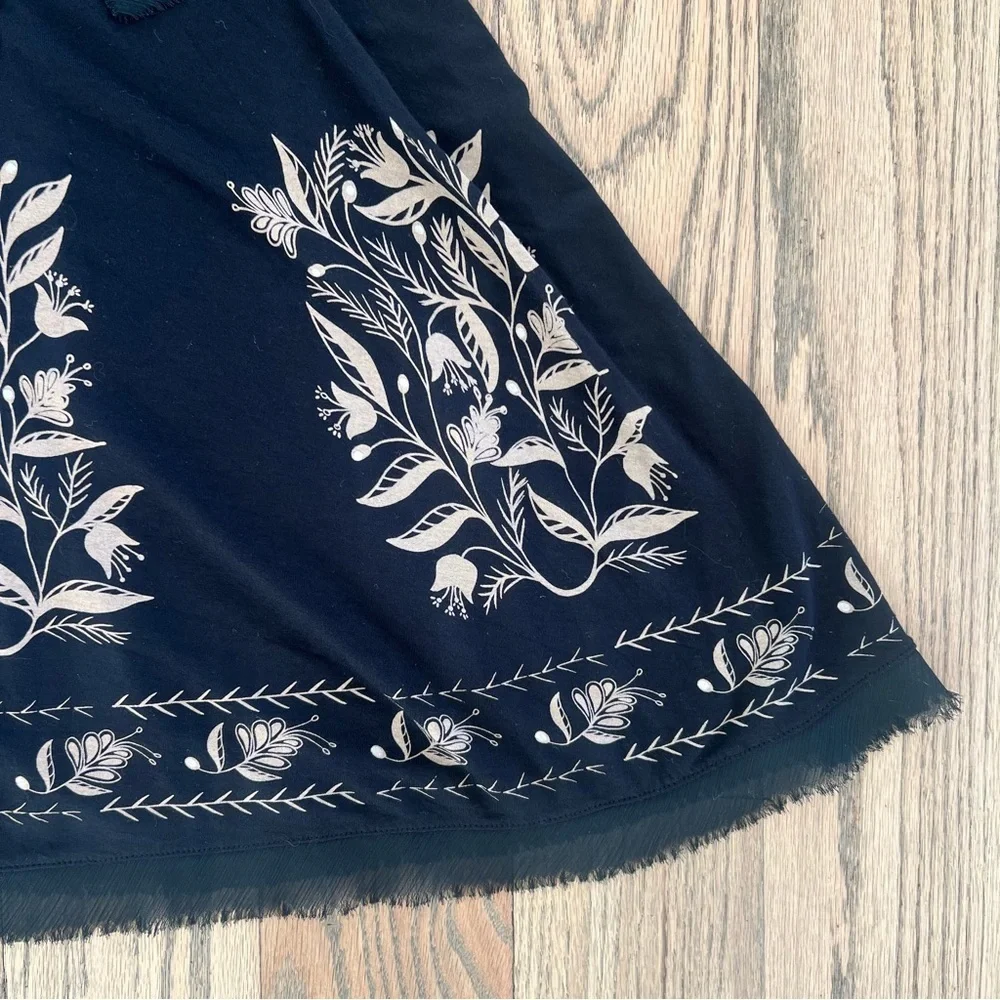 Ann Taylor Loft Women’s Black & Tan Floral Print with Tie Midi Skirt Size Small - Picture 3 of 9